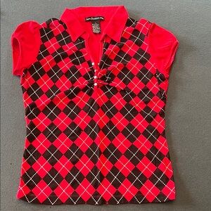 Red and Black Argyle collared shirt, vintage